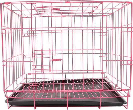 POPETPOP Large Dog Crate Pet Folding Cage Collapsible Dog Cage Indoor Outdoor Dog Crate Small Metal Wire Dog Crate with Leak- Pan Portable Pet Cage for Puppy Cat Rabbit Dog Kennel