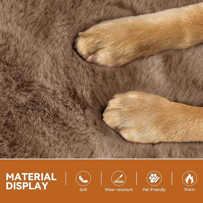 Dog Stairs with Furry Lids 17.5" H, 3-Step Wider Dog Steps with Storage for Small/Medium/Large Dogs Cats, Folding Sturdy Pet Stairs Climbing Bed or Sofa, Dog Ramp for Car Hold Up to 200 lbs, Khaki