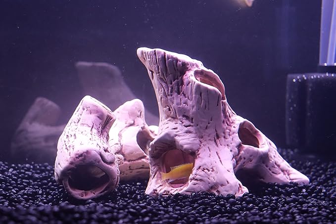 ALEGI Aquarium Decoration Rock Caves, Hideaway for Shrimp, Cichlid, Betta Fish Hideout Decor, Safe for Freshwater and Saltwater Tanks (TreeStumpL+S)