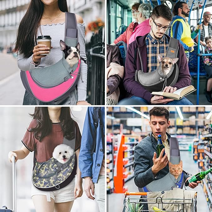 Cuby Pet Dog Sling Carrier for Small Dogs Cats Breathable Mesh Travel Safe Sling Bag Carrier for Dogs Cats Puppy (S Camouflage)