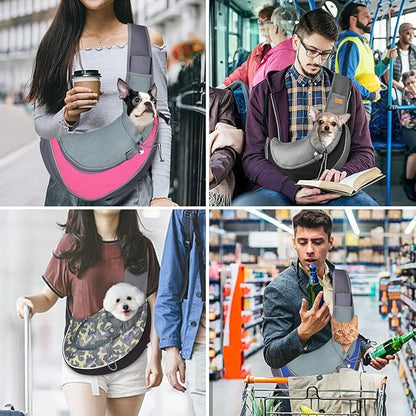 Cuby Pet Dog Sling Carrier for Small Dogs Cats Breathable Mesh Travel Safe Sling Bag Carrier for Dogs Cats Puppy (S Camouflage)
