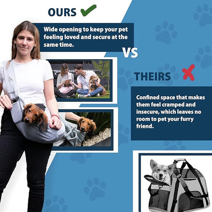 Pet Carrier for Small Dogs & Cats, Sling Carrier with Safety Buckle, Buttons and Front Pocket, Soft, Durable Design, Dog Carriers for Small Dogs 0-12 lbs, Dog Pouch Carrier (Light Grey)