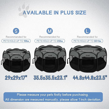 Portable Pet Cat Playpen for Indoor Cats Enclosed, Foldable Small Dog Puppy Playpen Crate Kennel Cage Outdoor with Top Roof, Pop Up Collapsible Kitten Play Pen Tent for Camping RV Black