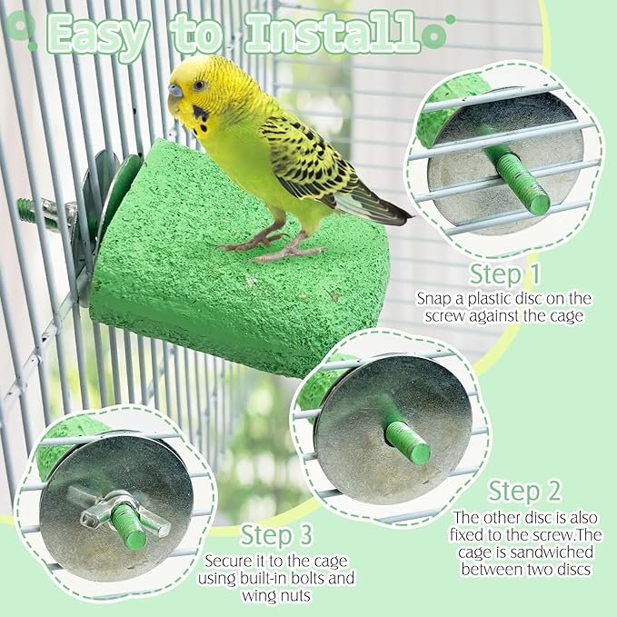 PINVNBY 5 Pack Bird Perch Resin Bird Beak Grinding Stone Parrot Cage Stand Platform Foot Claws Trimmer Chew Toy Cage Accessories for Budgie Cockatiel Conure Lovebird Finch (Green)