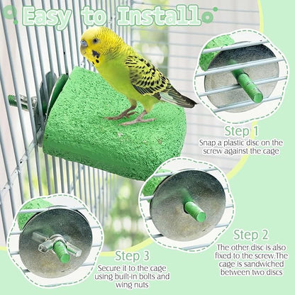 PINVNBY 5 Pack Bird Perch Resin Bird Beak Grinding Stone Parrot Cage Stand Platform Foot Claws Trimmer Chew Toy Cage Accessories for Budgie Cockatiel Conure Lovebird Finch (Green)