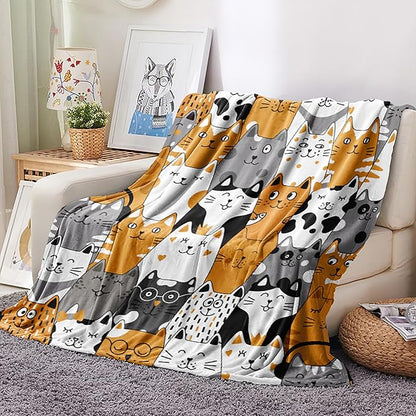 Cat Blanket, Cats Gifts for Girls Women, Cat Gift for Cats Lovers, Birthday Gifts Decor Throw Blanket 50"x60"