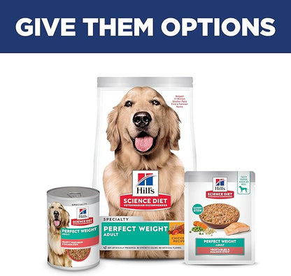 Hill's Science Diet Perfect Weight, Adult 1-6, Weight Management Support, Wet Dog Food, Salmon & Vegetables Stew, 2.8 oz Pouch, Case of 24