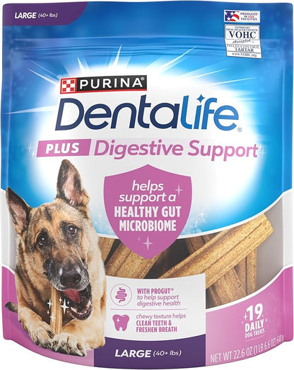 Purina Dentalife Plus Digestive Support Chicken and Pumpkin Flavor Large Dog Dental Chews, MP - 19 ct. Pouch