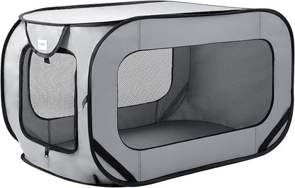 Love's cabin 44in Portable Large Dog Bed - Pop Up Dog Kennel, Indoor Outdoor Crate for Pets, Portable Car Seat Kennel, Cat Bed Collection, Grey