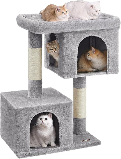 Feandrea Cat Tree, 39.8-Inch Cat Tower, XL, Cat Condo for Extra Large Cats up to 44 lb, Large Cat Perch, 2 Cat Caves, Scratching Post, Light Gray UPCT614W01