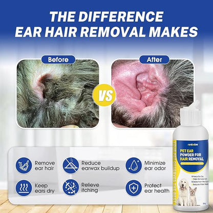 Ear Powder for Dogs Plucking,Dog Ear Infection Treatment with 5.5 Inch Tweezers Curved,Removal Ear Hair Powder,Soothes Itchy Ears & Relieve Scratching