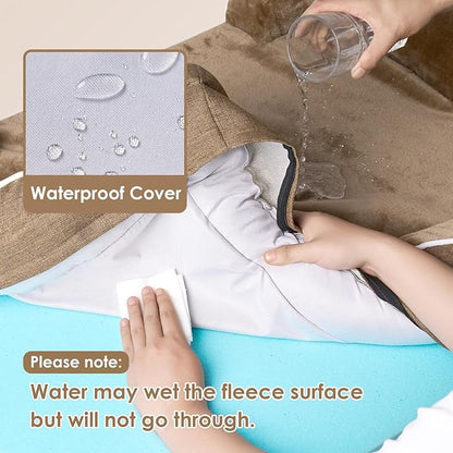 EHEYCIGA Orthopedic XL Dog Beds, Waterproof Memory Foam Dog Bed for Extra Large Dogs, Non-Slip Bottom and Egg-Crate Foam Big Dog Couch Bed with Washable Removable Cover, Camel