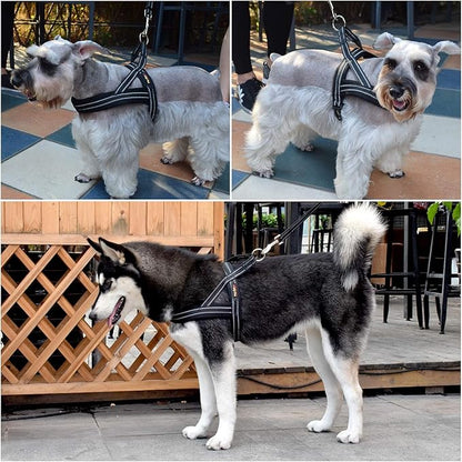 Dog Harness No Pull Easy Padded Pet Harness with Adjustable Botton Front Clip Reflective Puppy Harnesses for Small Medium Large Dogs (Black,XS)