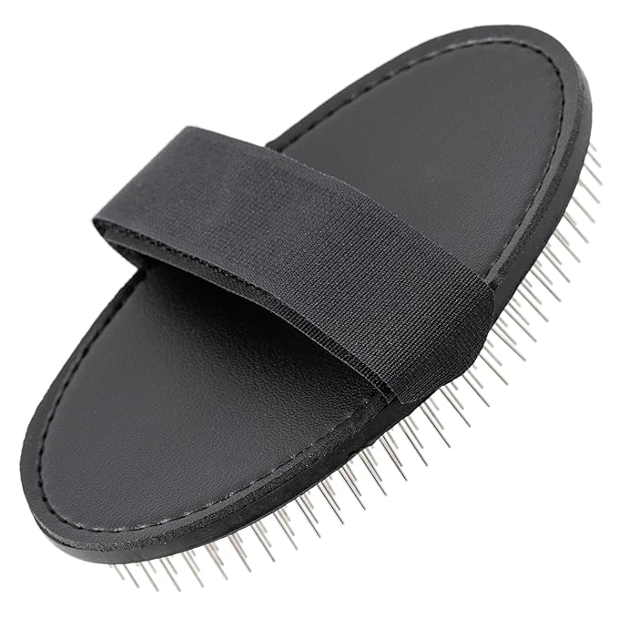 Groom Professional Dog Brush - Terrier Palm Pad Dog Grooming Brush for Dematting - Perfect for Wooly & Wired Coats - Flexible Palm Pad with Stainless Steel Pins - Length 13cm