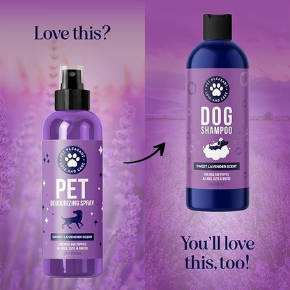 Lavender Oil Dog Deodorizing Spray - Dog Spray for Smelly Dogs and Puppies and Dog Calming Spray with Lavender Essential Oil - Lightly Scented Dog Deodorizer for Smelly Dogs and Dog Essentials