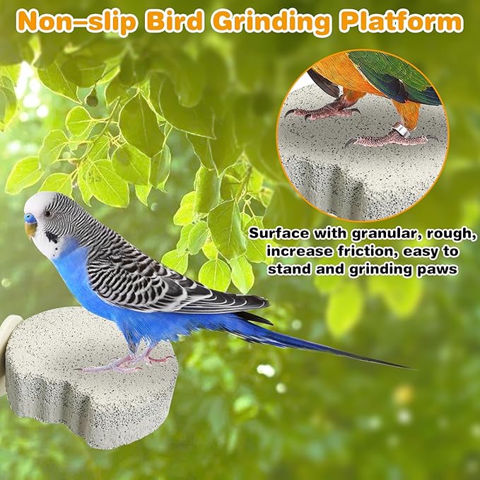 PINVNBY 4 PCS Bird Perches Calcium Parrot Perch Stand Bird Beak Grinding Stone Foot Claws Trimmer Parrot Chewing Toys Bird Cage Accessories for Budgie Cockatiel Conure Lovebird Finch