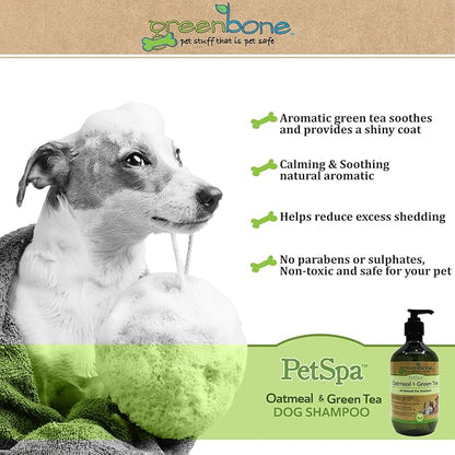 Pet Spa All-Natural Plant-Based Shampoo - Oatmeal & Green Tea - Naturally Deodorizing - Relaxing & Calming