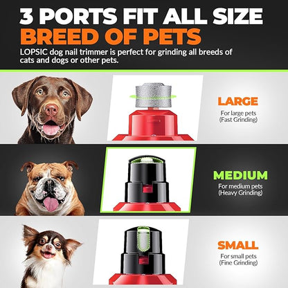 Dog Nail Grinder with 2 LED Lights Powerful 2 Speeds Super Quiet Dog Nail Trimmers with 3 Grinding Wheels Rechargeable Pet Dog Nail Clippers for Large Medium Puppy Dogs Dog Nail File Cat Nail Clipper