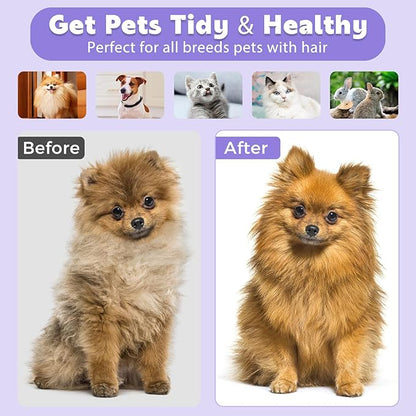 Paw Cat Brush with Release Button, Self Cleaning Cat Brush for Shedding, Cat Hair Brush for Grooming Long and Short Haired Cats Dogs (Purple)