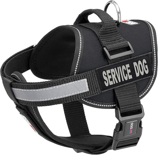 Dogline Unimax Service Dog Vest and Free Service Dog ID Badge with ADA Law, X-Large, Black
