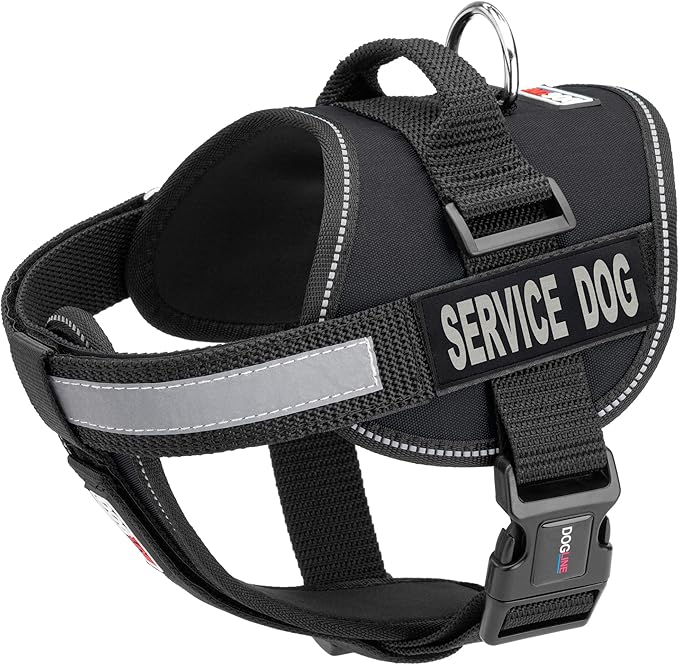 Dogline Unimax Service Dog Vest and Free Service Dog ID Badge with ADA Law, Small, Black