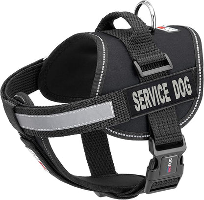Dogline Unimax Service Dog Vest and Free Service Dog ID Badge with ADA Law, Medium, Black