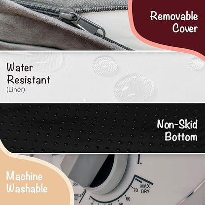 Friends Forever XX-Large Dog Bed, Orthopedic Dog Sofa Memory Foam Mattress, Calming Dog Couch Bed, Wall Rim Pillow, Water Resistant Liner, Washable Cover, Non-Slip Bottom, Chester, XX-Large Grey