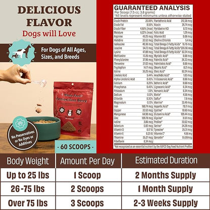 Natural Dog Company Dog Food Topper, Antioxidant Berry Granules for Dogs, Natural Dog Vitamins & Superfood Topper, Holistic Dog Nutrition, Dog Immune Support, Berry Dog Supplement, 8oz Resealable