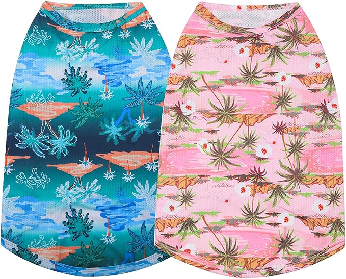 Dog Hawaiian Shirts,Summer Cooling Quick Dry Mesh Breathable Lightweight Tee-Shirt for Large Boy Girl Dog,Pink+Blue XXXL