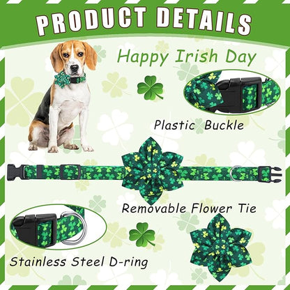 6 Pcs Valentine's Day Dog Collar with Flower Adjustable Valentine's Day Loving Heart Printed Collar for Dogs Holiday Safety Buckle Nylon Dog Collar for Female Male Small Medium Large Pet Dogs(Large)