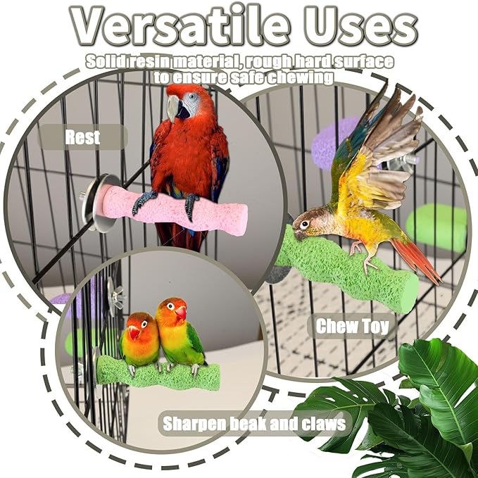 4PCS Bird Beak Grinding Stone,Bird Parrot Cage Perch Stand Platform Foot Claws Trimmer Chewing Toys for Budgies, Parakeets, Cockatiels, Conures