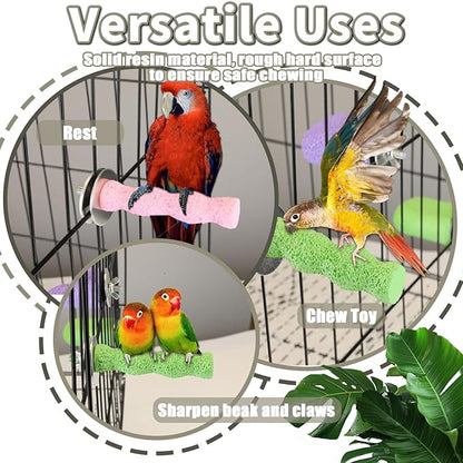 4PCS Bird Beak Grinding Stone,Bird Parrot Cage Perch Stand Platform Foot Claws Trimmer Chewing Toys for Budgies, Parakeets, Cockatiels, Conures