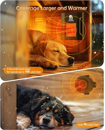 Dog House Heater, Pet House Heater with Thermostat & WiFi APP Remote Control, 300W Safe Dog Heaters for Outside Dog House Cat Outdoor with Adjustable Temp & Timer & 6FT Anti Chew Cord, Easy to Install