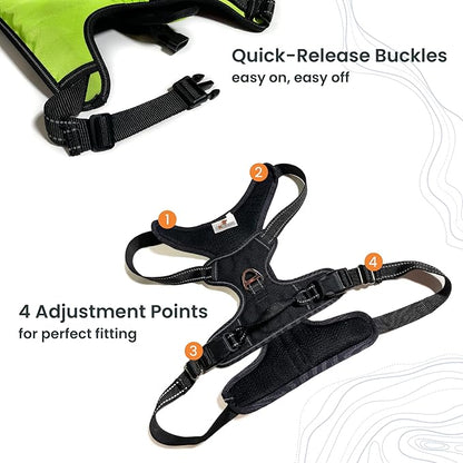 4Knines No Pull Dog Harness for XL Dogs  Adjustable Reflective Harness with Front & Back Leash Clips  Padded for Comfort  Durable, Easy Control for Walks & Training (Yellow)