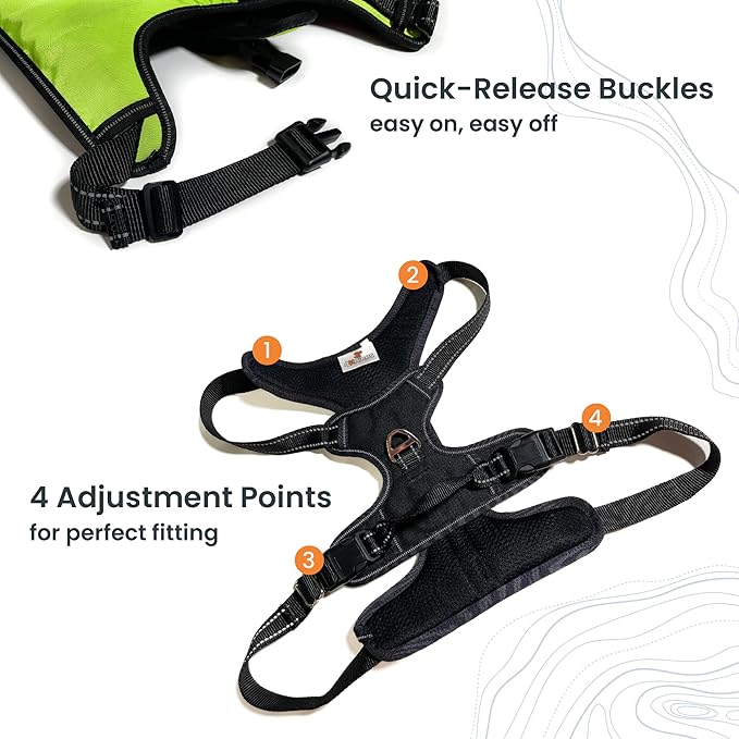 4Knines No Pull Dog Harness for Large Dogs  Adjustable Reflective Harness with Front & Back Leash Clips  Durable, Easy Control for Walks & Training (Black)