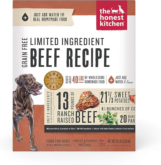 The Honest Kitchen Dehydrated Limited Ingredient Beef Dog Food,10 Lb Box