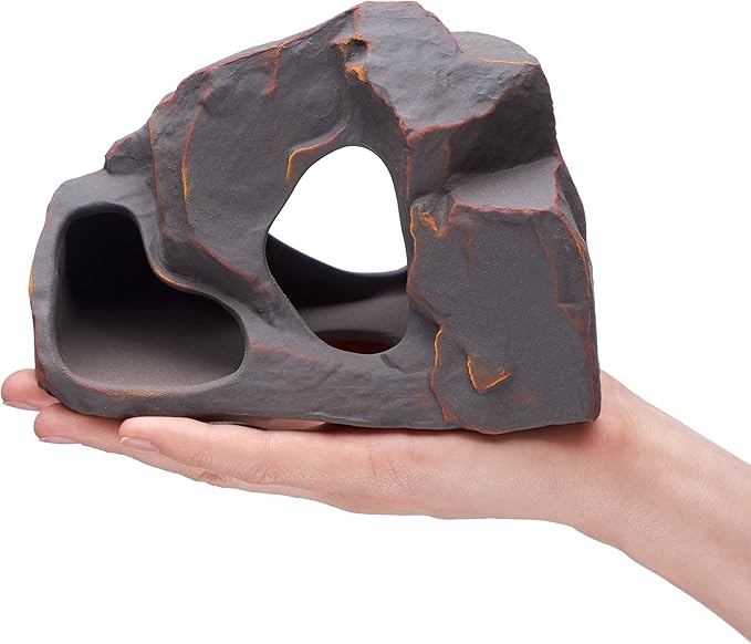 Plecoceramics Aquarium Ceramic Decorations Cave Betta Stone Decor - Aquarium Fish Tank Hideway Decor for breeding Cichlids Plecos Betta Toys Hideout (Grotto)