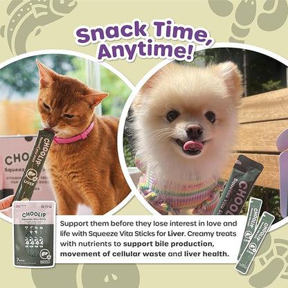 Squeeze Vita Stick Lickable Cat and Dog Treats – 7-Count Liver Support Sticks with Multivitamins, Soft Squeezable Paste for All Life Stages, Supporting Liver Health