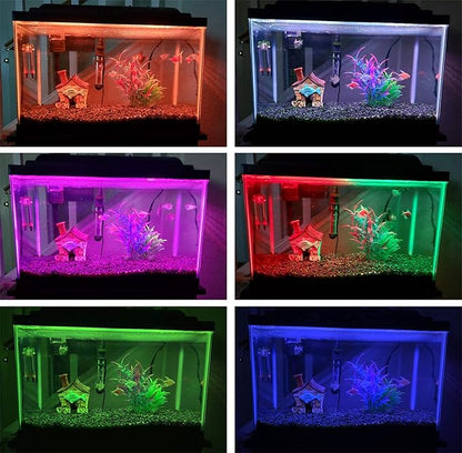 LED Aquarium Lights, Underwater Fish Tank Light RGB Waterproof Color Changing Submersible 16 Color 4 Modes Brightness Adjustable Memory Function Sucker Hang Lighting Strip, 15 inch