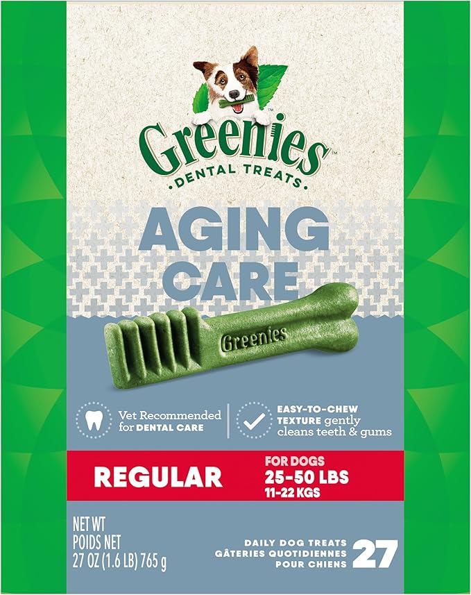 Greenies Aging Care Regular Dental Dog Treats, 27 oz. Pack (27 Treats)