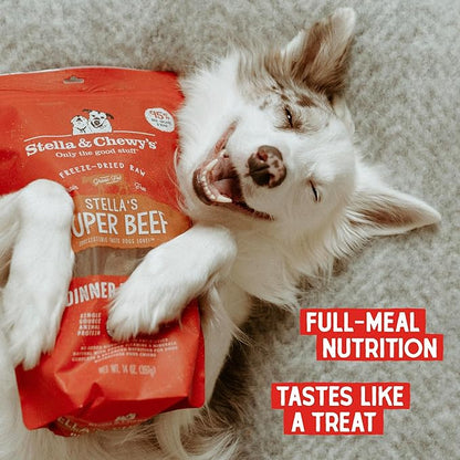 Stella & Chewy's Freeze Dried Raw Dinner Patties  Grain Free Dog Food, Protein Rich Stella_ Super Beef Recipe  5.5 oz Bag