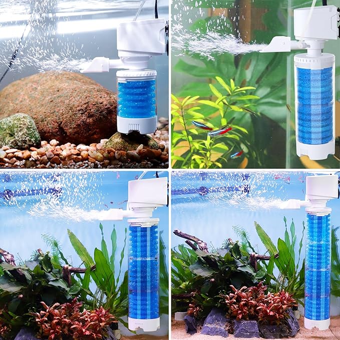 Bio Filter Sponge for Aquariums - 4 Pack, Washable and Reusable, Replacement Biological Filter Sponge Media for Fish Tanks