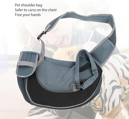 Dog and Cat Sling Carrier, Outing Breathable Shoulder Pet Dog Carrier, Travel Mesh Outdoor Safe Pet Papoose Bag, Soft Pouch and Tote Design Single Comfort Sling Handbag Tote Pouch for Travel (Black)