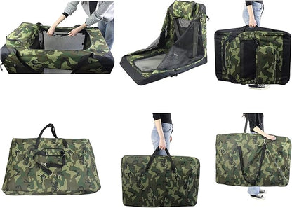 EliteField 3-Door Folding Soft Dog Crate with Carrying Bag and Fleece Bed (2 Year Warranty), Indoor & Outdoor Pet Home (24" L x 18" W x 21" H, Camo)