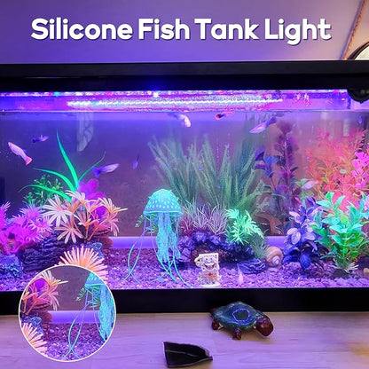 Submersible Fish Tank Aquarium Light: Underwater Fish Tank Light RGB Color Changing Brightness Adjustable - Silicone Led Aquarium Light with Remote and Suction for 20inch Aquarium Decorations