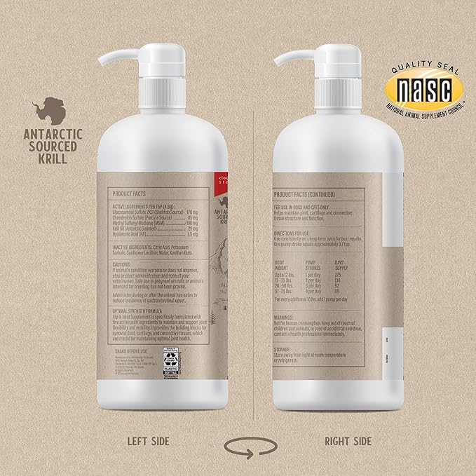 Grizzly Pet Products Joint Aid Liquid Hip and Joint Health Supplement Product for Dogs and Cats, 32 Ounce