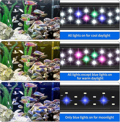 AQUANEAT LED Aquarium Light for 12 Inch Fish Tank, Auto On Off with Timer, Full Spectrum, Adjustable Brightness, Daylight Moonlight Mode, for Fresh Water Low-to-Mid Light Plants