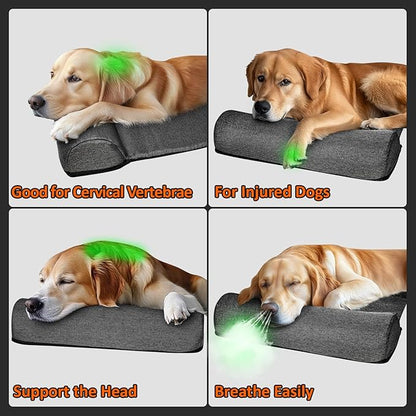 Dog Pillows for Large Dogs, Dog Neck Pillow for Head Support, Washable Dog Bolster Pillow Good for Cervical Vertebra Portable Dog Bed Pillows for Joint Relief Sleeping Improve