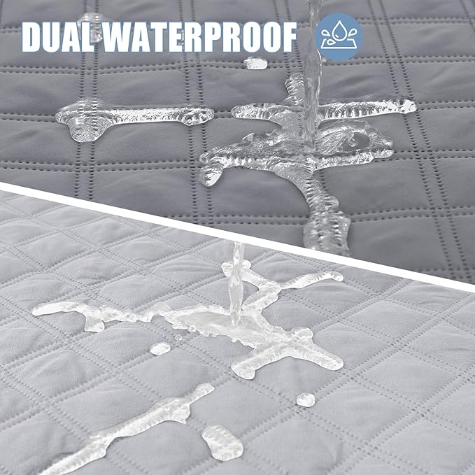 Smiry Waterproof Dog Blanket, Reversible Dog Bed Cover Pet Blanket, Soft Couch Cover for Dogs Washable, Bed Couch Sofa Furniture Protector for Puppy Cat Kids (52"x82", Grey/Light Grey)