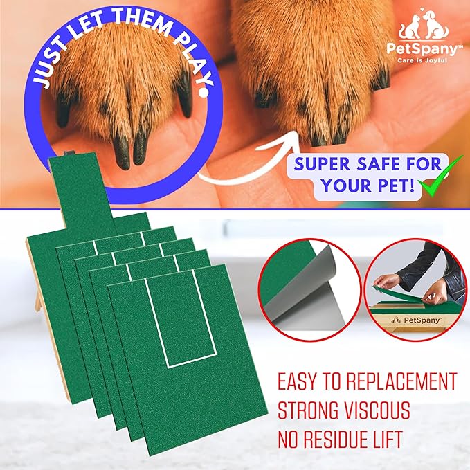4 PCS Premier Self-Adhesive Sandpaper14.55x10.39 inch, 80 Grit  Dog Nail Scratch Pad Replacement Paper _andpaper for Dog Nail Scratch Board with Treat Box (Green)